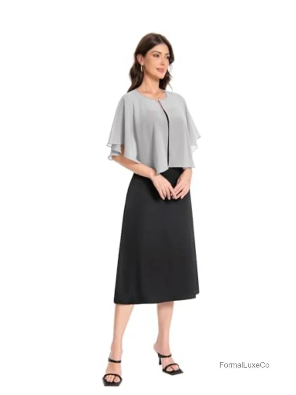 Elegant Chiffon Capelet Shawl Wrap Women Bridal Party